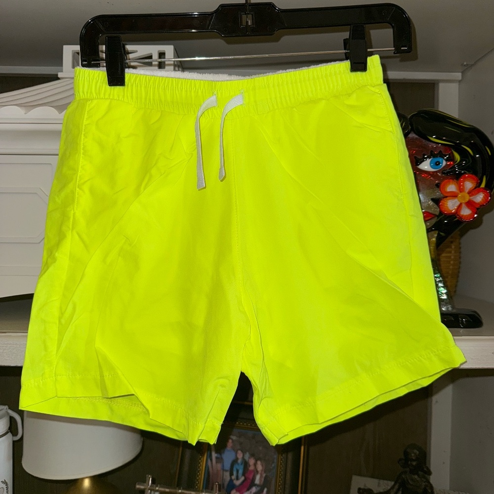 Cadets  boys 12 14 with 28-31 inch waist neon yellow swim shorts nwot boys